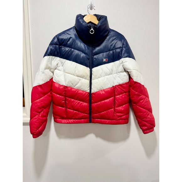 Tommy Hilfiger Jackets & Blazers - Tommy Hilfiger Sport Womens Puffer Jacket Classic Colorblock Navy White Red M